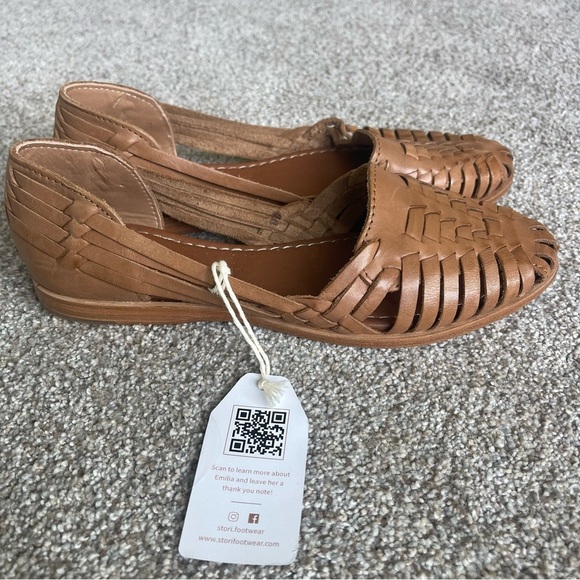 Stori Brand Traditional Mexican Hurache Sandals 7.5 Brown Leather Handmade NWT! - Picture 5 of 7